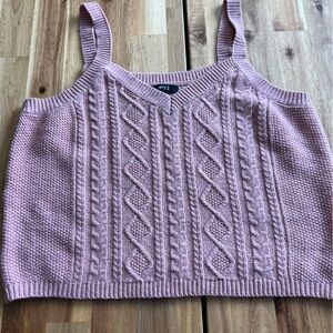 Very J Pink Cable Knit Sweater Tank Top Size L